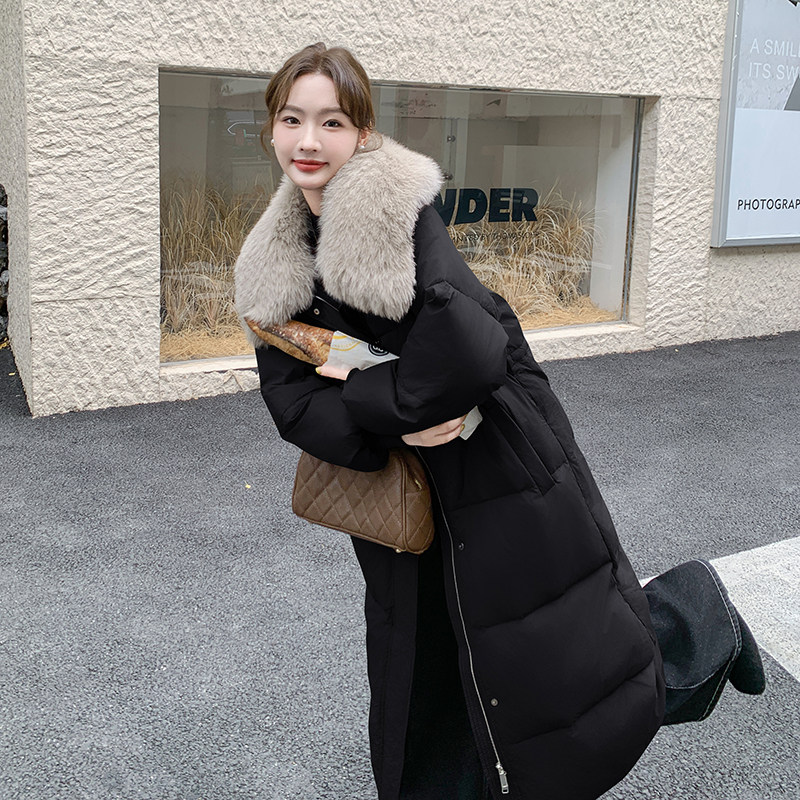 狐狸毛毛领现货25冬50鸭绒羽绒简约长款款ZB237-6693-p380-K569，女装羽绒服，浙宝237