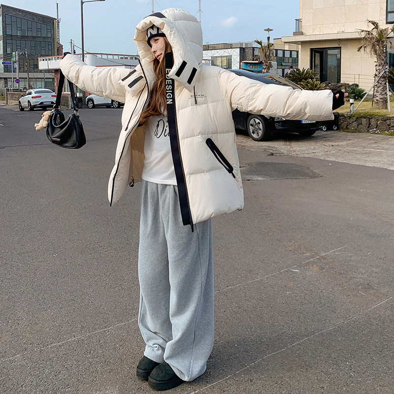 米白色短款羽绒服女2024冬季新款高级感炸街加厚保暖90白鸭绒外套,女装羽绒服,浙宝237