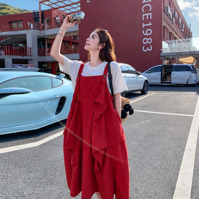 现货已出2026韩系宽松三色背带裙RF2C518-2672-P140-K228,女装套装/套裙,浙宝237