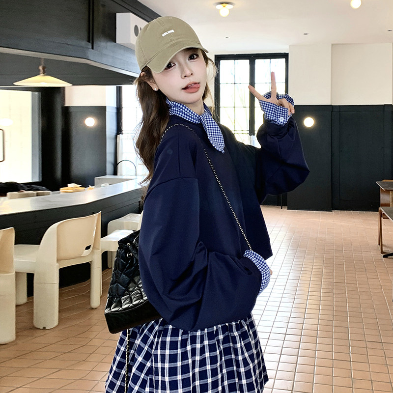 现货2026卫衣搭配格子裙有领结三件套装RF2C518-6809-p165-k229,女装套装/套裙,浙宝237