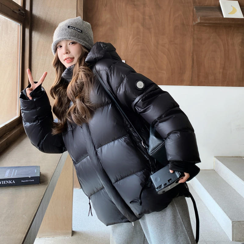 银标短款25冬学院白黑TIEBI暖鹅绒带帽羽绒ZB237-6626-p355-k499，女装羽绒服，浙宝237