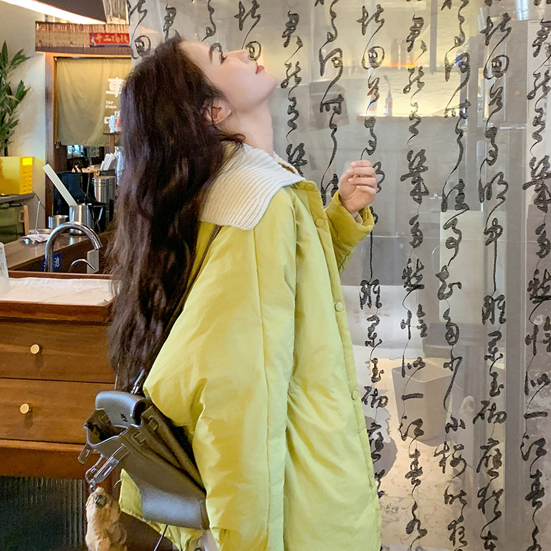 姜黄色针织领现货50白鸭绒冬保暖羽绒服ZB237-6620-P300-K458,女装羽绒服,浙宝237