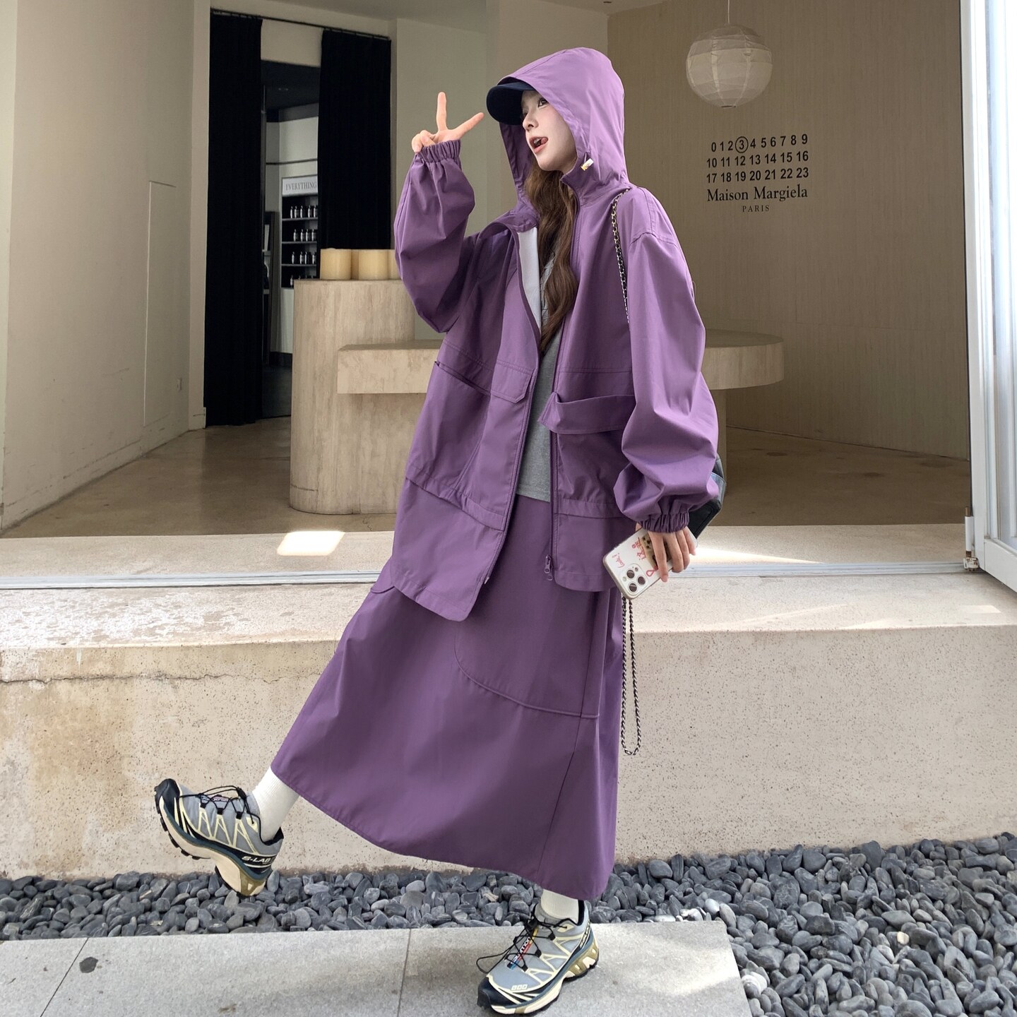 新款涂层户外冲锋2026秋宽松不规则二件套装ZB237-2508-P195-K259,女装套装/套裙,浙宝237