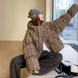 爆拼格子戴帽现货25冬50鸭绒羽绒短款ZB237-2527-P270-K399，女装羽绒服，浙宝237