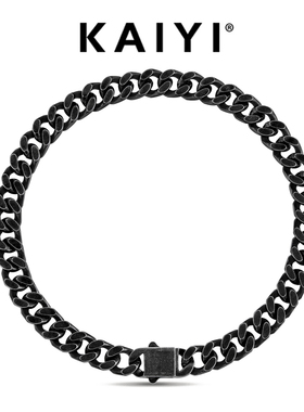 KAIYI欧美时尚嘻哈男士复古钛钢古巴项链 朋克情侣cuban锁骨链女
