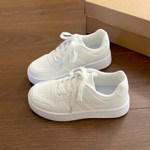 百搭韩系高中生白色板鞋 女2026新款 复古风cleanfit厚底小白鞋 美式