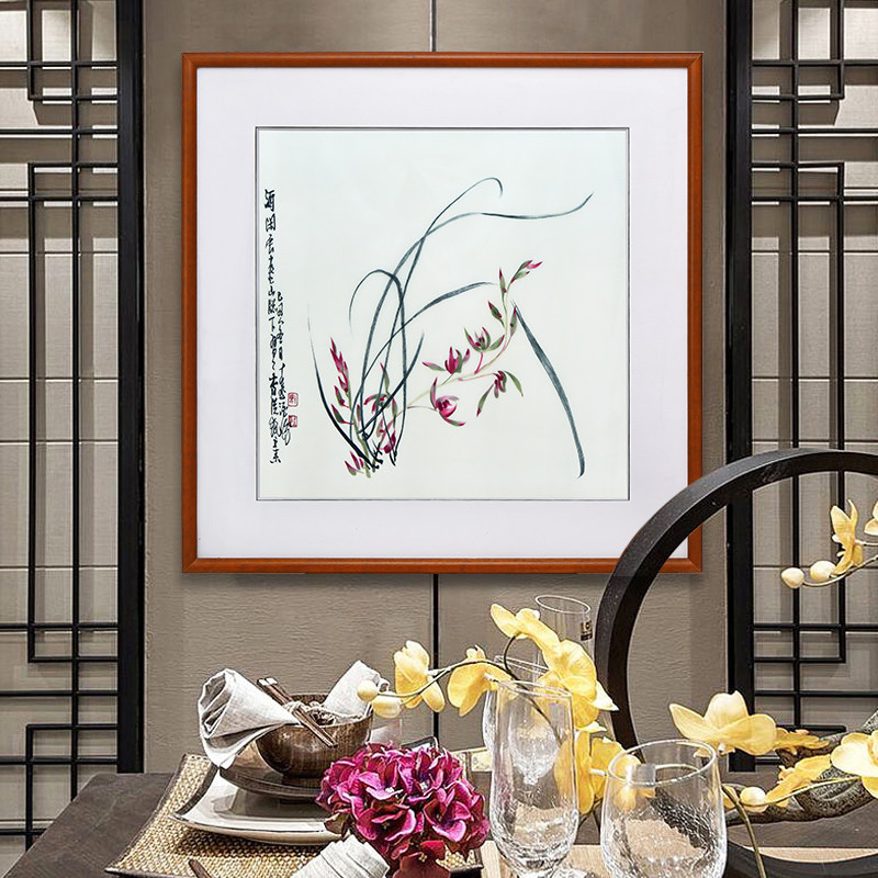 苏绣成品挂画玄关装饰画餐厅墙面装饰壁画现代简约小清新墙画兰花