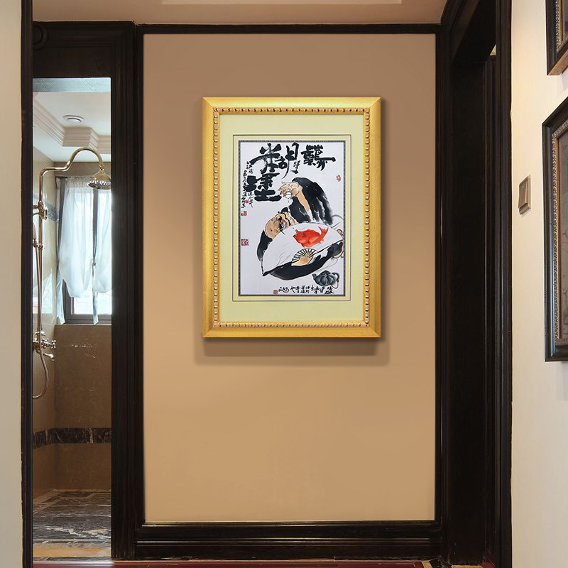 玄关挂画竖版人物装饰画办公室壁画中式墙画书房画装饰刺绣手工