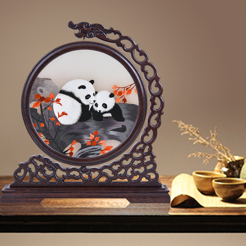 苏绣双面绣手工刺绣摆件家居饰品客厅小工艺品中国特色礼品送老外