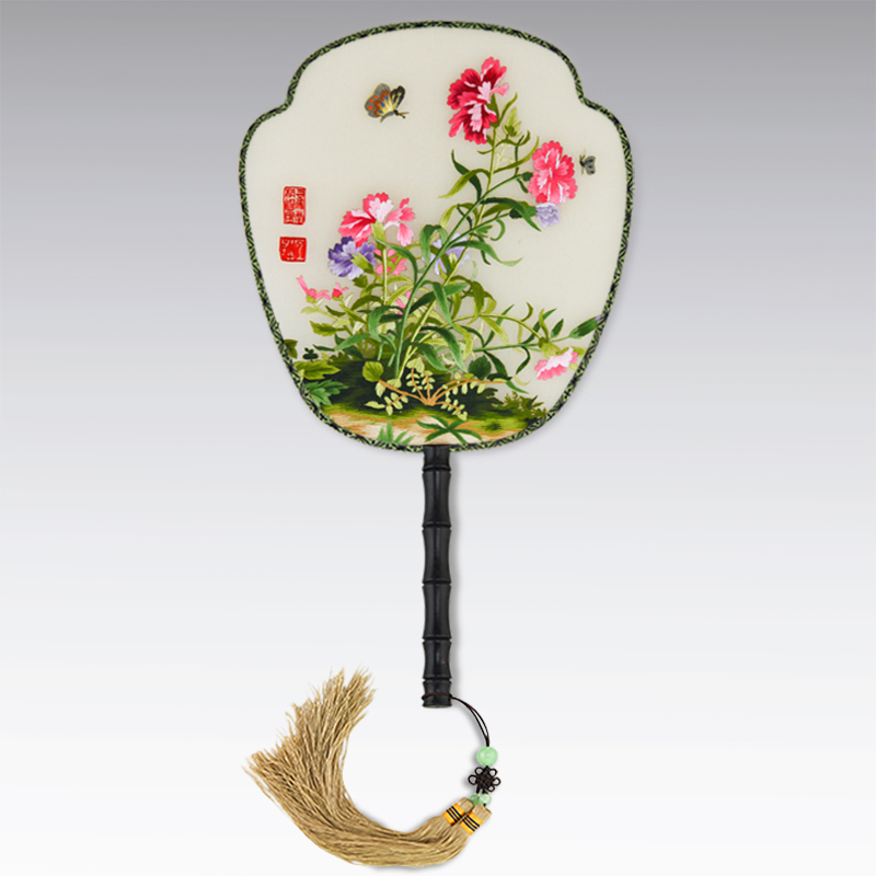 江南绣庄 苏绣手工刺绣双面绣宫扇绢扇团扇中式出国特色礼物