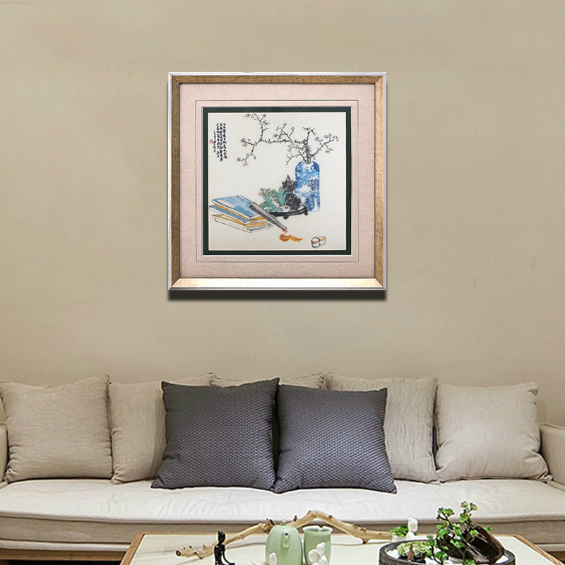 墙壁挂画现代简约花卉装饰画书房壁画挂墙画装饰手工刺绣苏绣画