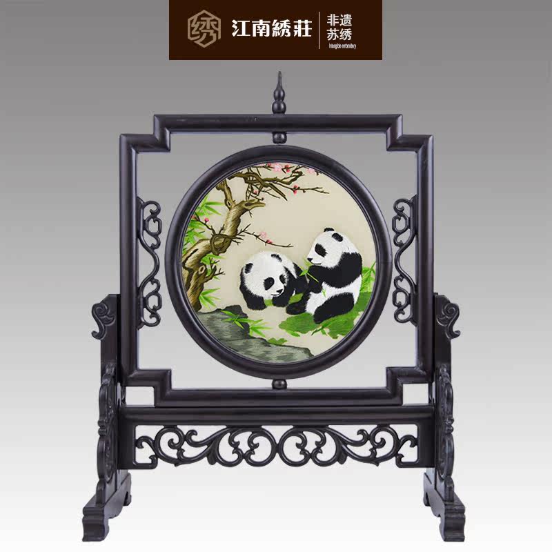新中式摆件现代中式装饰摆设客厅苏州刺绣工艺品小摆件纪念双面绣