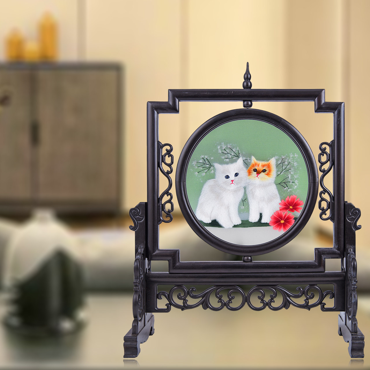 电视柜摆件客厅创意摆设装饰小摆件装饰品家居客厅桌面卧室苏绣