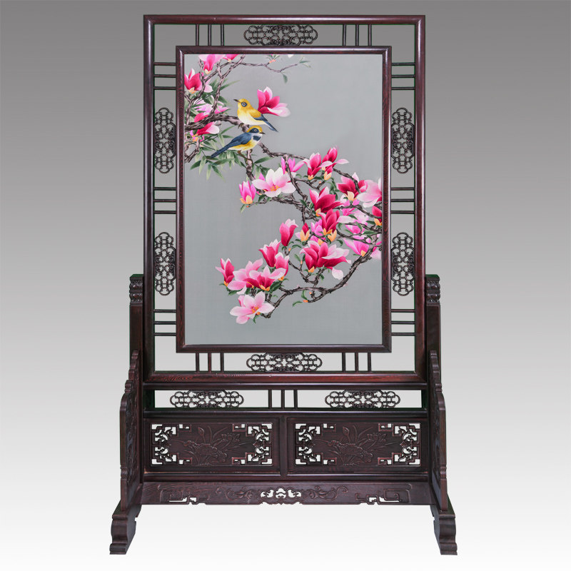 江南绣庄隔断屏风室内装饰品摆件客厅玄关摆设手工刺绣苏绣成品