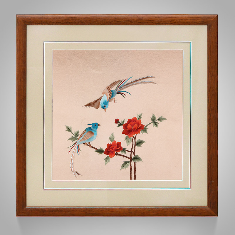 墙面装饰画客厅餐厅挂画饭厅新中式壁画背景墙工笔画花鸟三联画