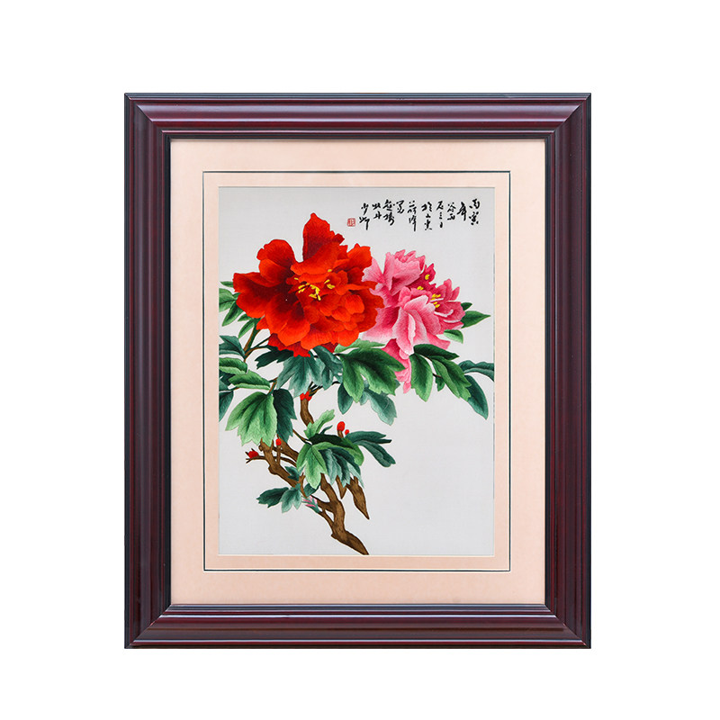 苏绣刺绣手工真丝苏州刺绣画牡丹花装饰画墙画客厅挂画中国风壁画