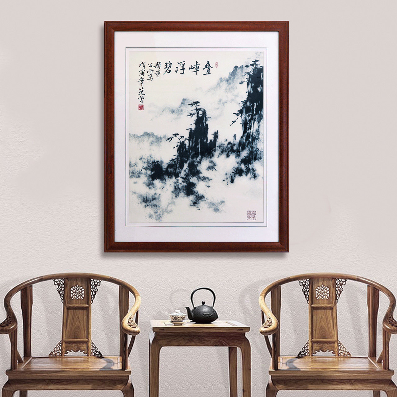 入户玄关装饰画现代简约走道新中式大气壁画客厅挂画水墨山水画