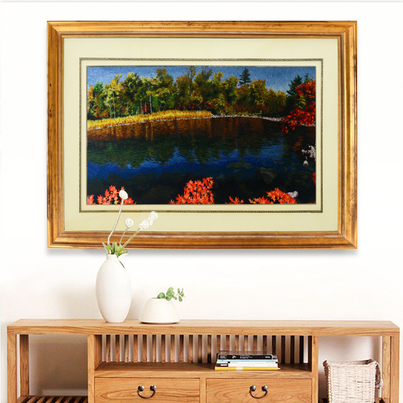 办公室挂画书房装饰画墙画装饰山水风景壁画绣花刺绣苏绣成品挂画