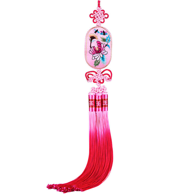 车饰挂件创意平安车内挂饰纯手工刺绣中国民精品挂件月朵