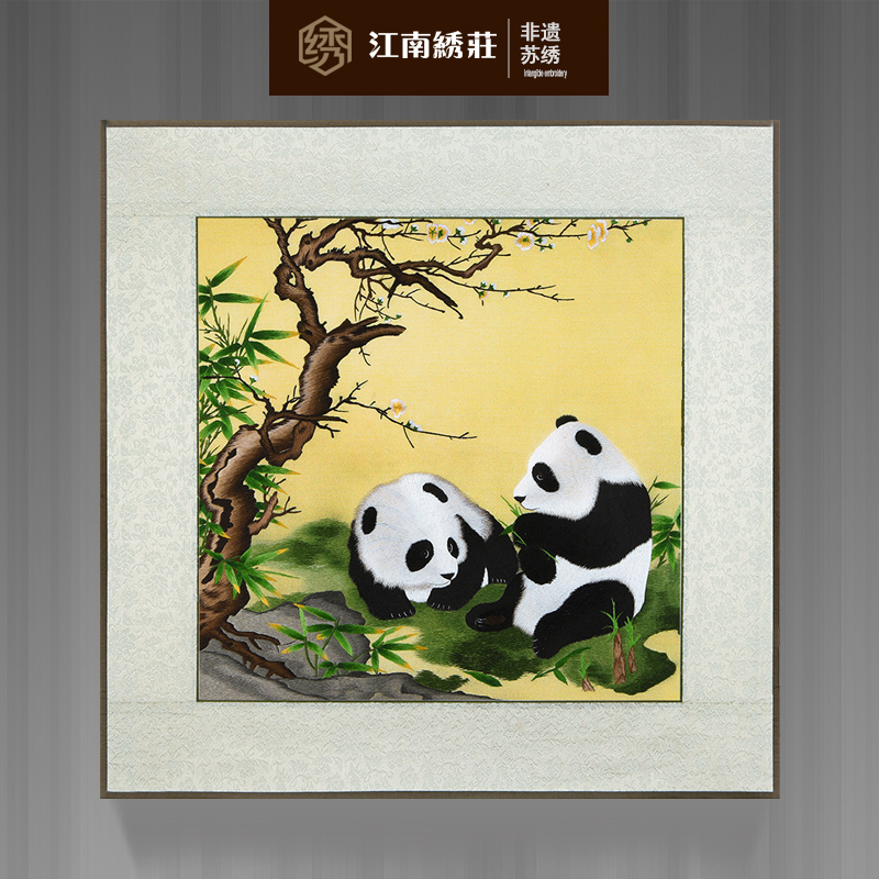 中式挂画新中式客厅中国风实木办公室壁画挂墙画动物装饰画苏绣画