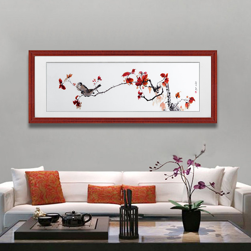 客厅挂画餐厅装饰画单幅挂画现代中式床头壁画墙画苏绣手工刺绣