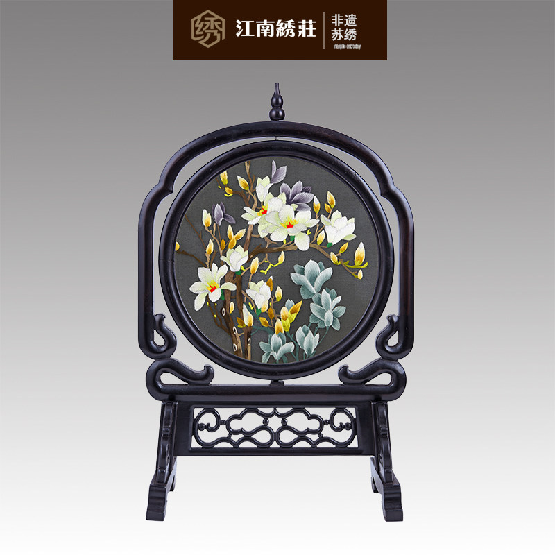 苏绣双面绣艺术品摆件现代简约客厅个性中国特色礼品送老外纯手工