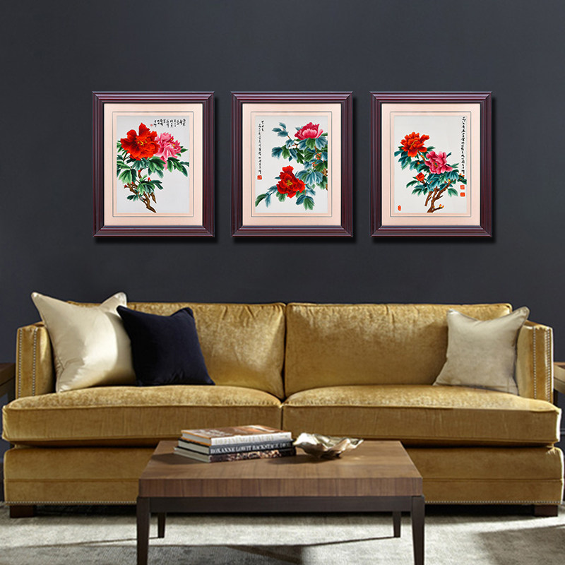 苏绣刺绣手工真丝苏州刺绣画牡丹花装饰画墙画客厅挂画中国风壁画