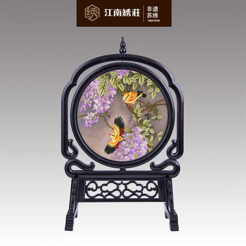 客厅装饰创意工艺品摆件装饰房间的小饰品摆设中国特色礼品双面绣