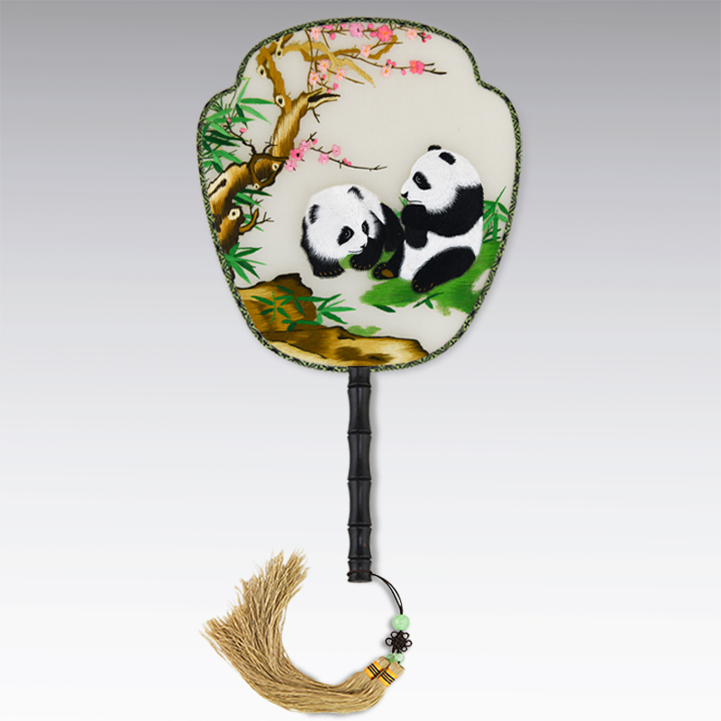 江南绣庄 苏绣手工刺绣双面绣宫扇绢扇团扇中式出国特色礼物