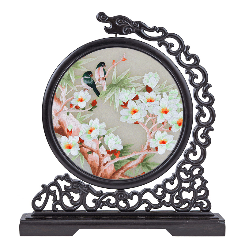 装饰品摆件创意工艺品客厅装饰家居摆设饰品复古中国风苏绣双面