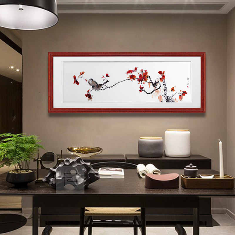 客厅挂画餐厅装饰画单幅挂画现代中式床头壁画墙画苏绣手工刺绣