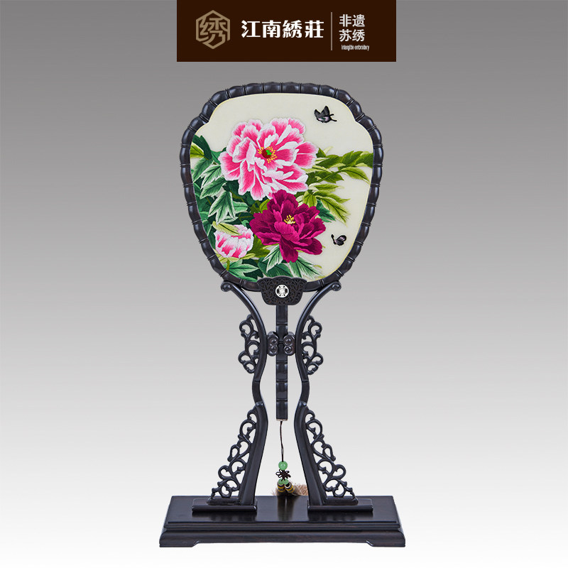 小摆件装饰品家居现代简约客厅酒柜桌面宫扇古典中国风苏绣屏风