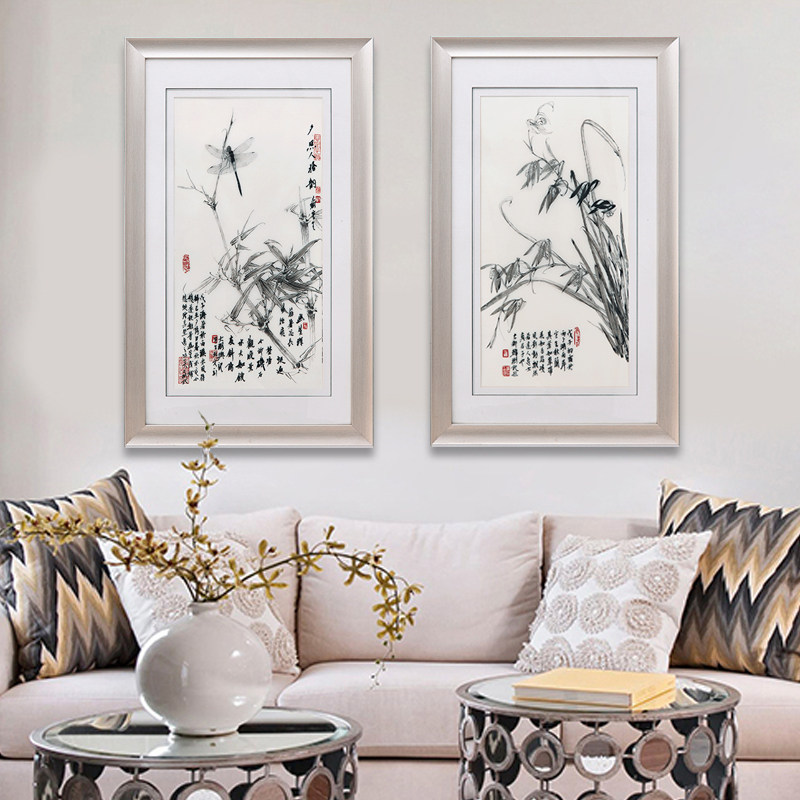 挂画装饰画简约现代小清新中国风单幅客厅壁画组合水墨画装饰画