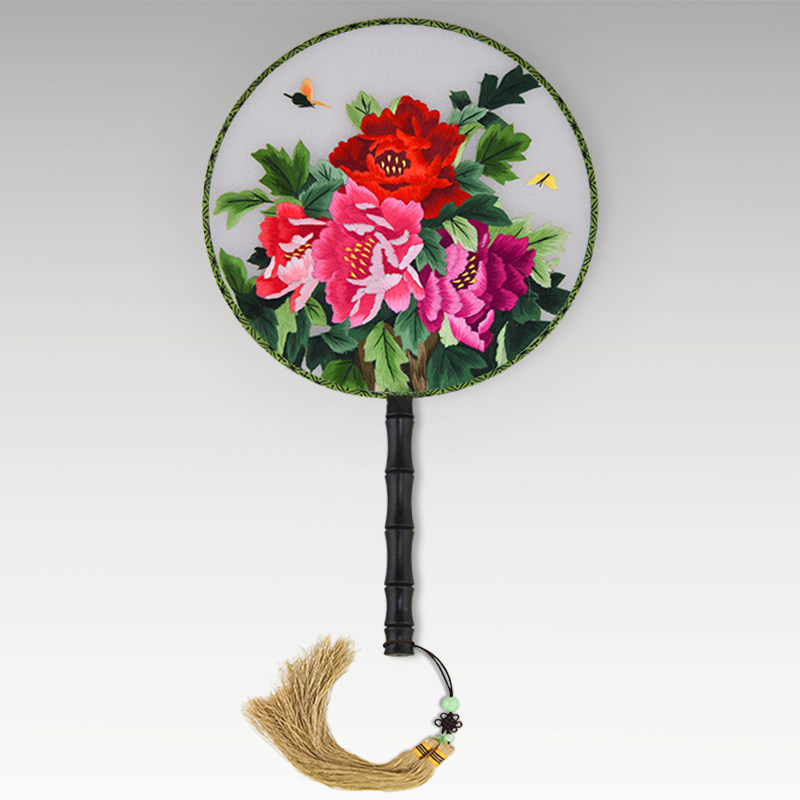 江南绣庄苏绣团扇刺绣苏绣 圆扇子蒲扇绢扇团扇 中式出国礼品