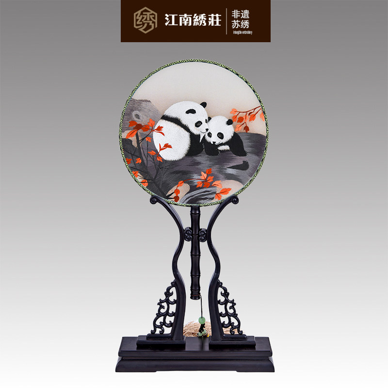 古风扇子中国风双面绣刺绣宫廷团扇女流苏绣花圆扇中国特色小礼品