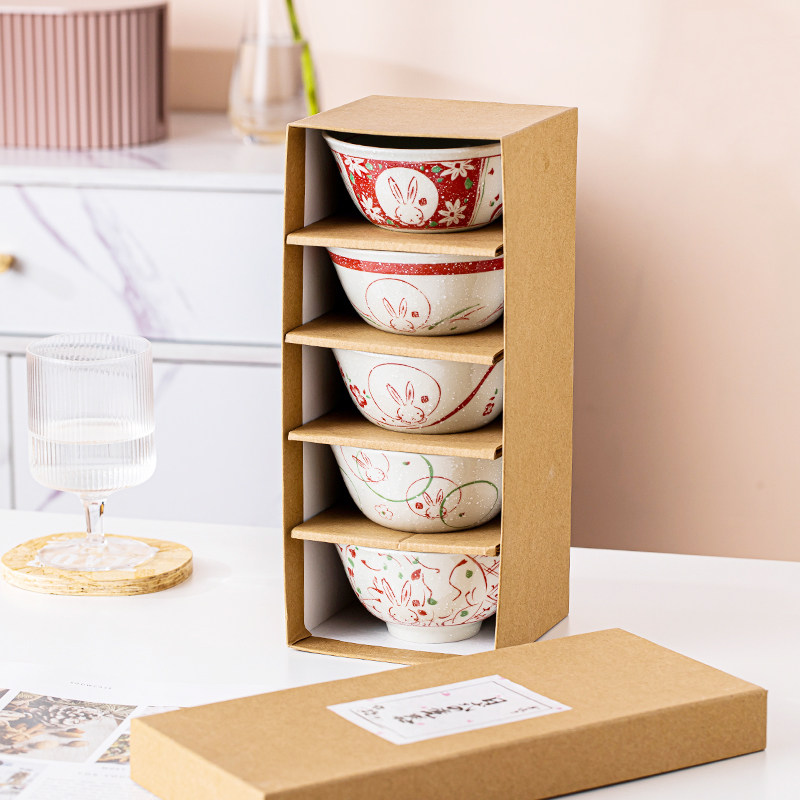 日式餐具米饭碗家用2025新款兔子碗高级感礼盒釉下彩4.5寸吃饭碗,餐饮具,碗,淘宝优惠券,粉丝福利购,淘宝优惠卷