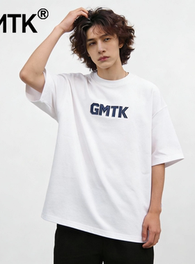 GMTK 白色T恤男士高品质纯棉打底衫体恤夏季圆领重磅短袖上衣