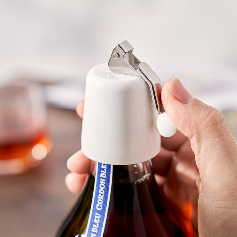 日本按压式酒瓶塞瓷白色红酒塞啤酒香槟密封盖葡萄酒保鲜抖音同款