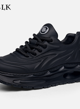 男鞋冬季新款真皮厚底增高休闲运动鞋男士头层牛皮黑色百搭老爹鞋