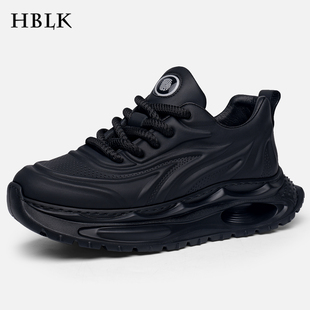 男鞋冬季新款真皮厚底增高休闲运动鞋男士头层牛皮黑色百搭老爹鞋