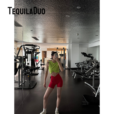 TD红配绿无所畏惧 夏季撞色无袖罩衫速干衣三分裤瑜伽裤运动套装