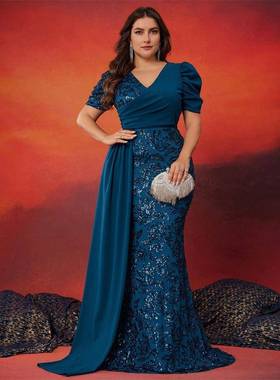 Plus size Evening Gown Wedding Birthday Party Dress 大码礼服