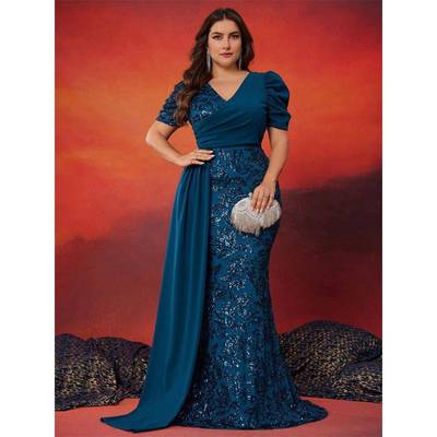 Plus size Evening Gown Wedding Birthday Party Dress 大码礼服
