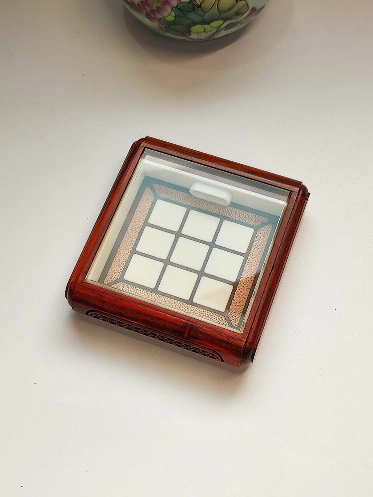 张圣林鸣虫盒 紫檀木正方格黄蛉盒 蛉子盒 蛉虫盒 虫具 大黄蛉 木