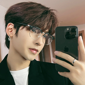 复古半框近视眼镜男款 黑色防蓝光商务平光镜有度数圆脸显瘦眼镜架