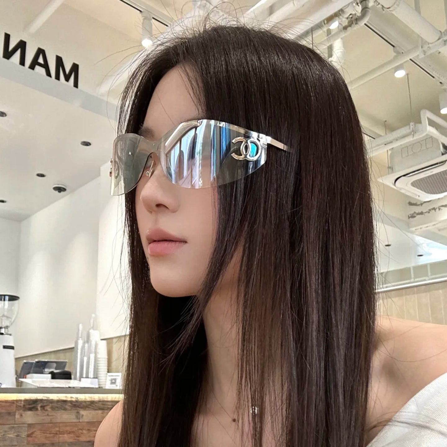 欧美新款超大框镜面渐银色墨镜女高级感御姐风装饰防紫外线太阳镜