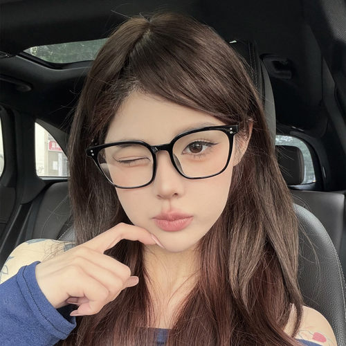 韩版复古黑框防蓝光平光镜女