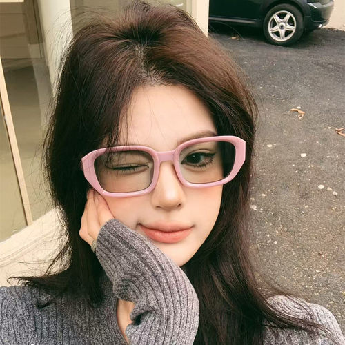 韩系粉框遮阳素颜出街太阳镜女