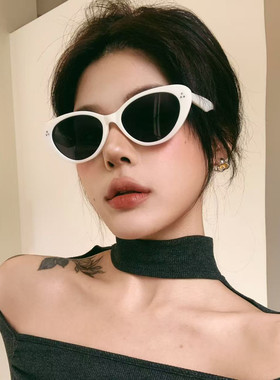 复古白色猫眼显脸小防晒太阳镜