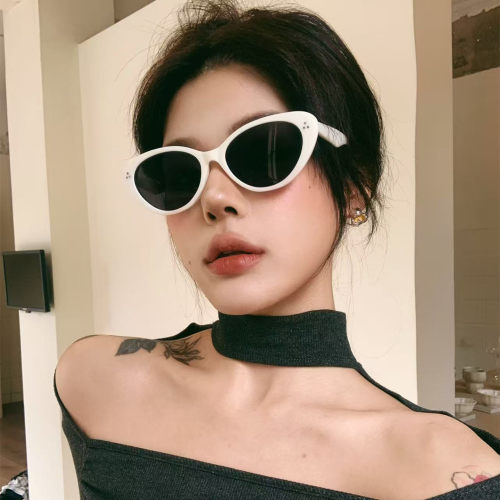 复古白色猫眼显脸小防晒太阳镜